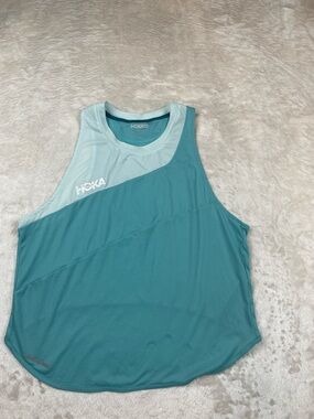 Hoka Teal and Light Aqua Men's Performance Reflective Running Tank